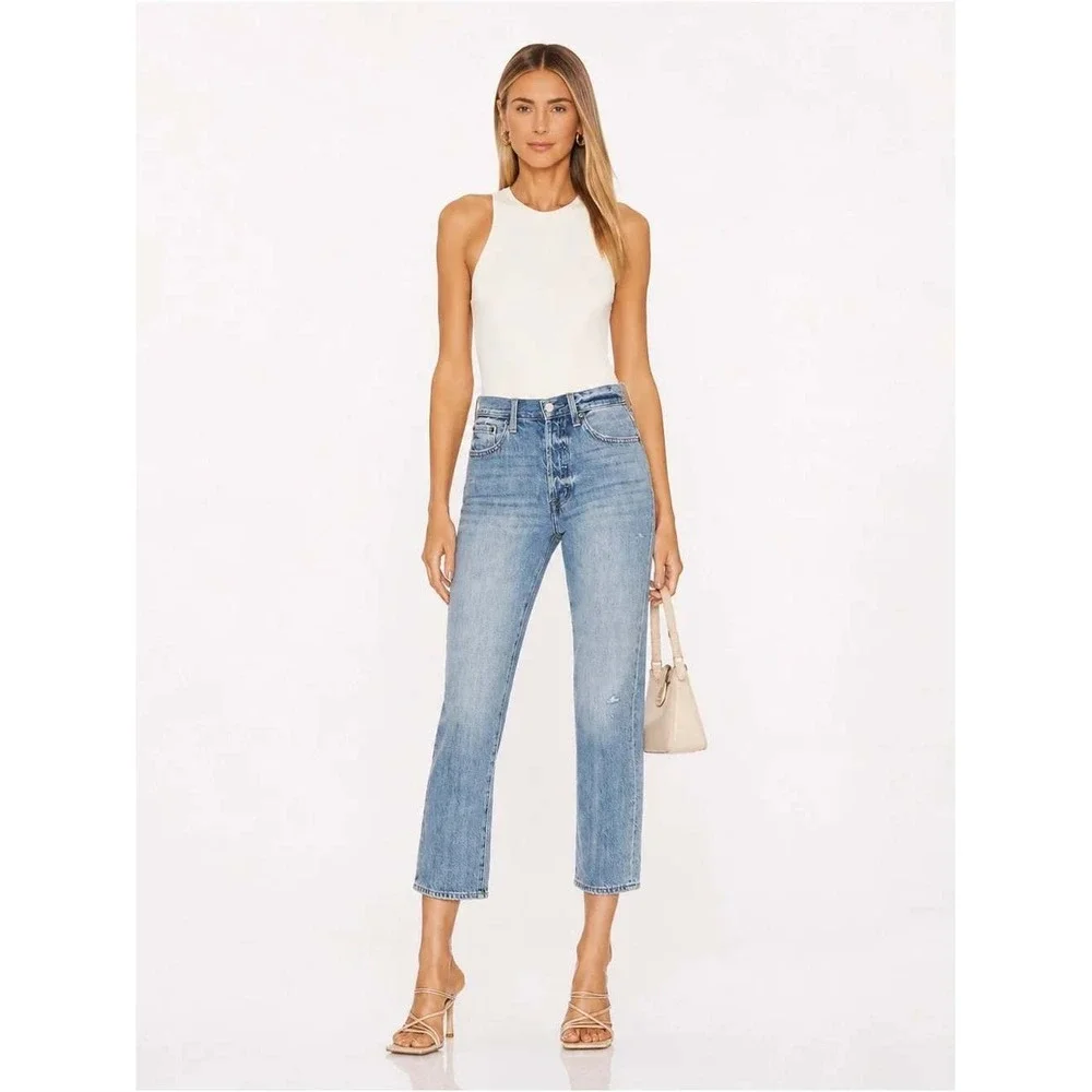 Pistola Charlie High Rise Straight Leg Cropped Jeans Ventura Light Wash Size 29
